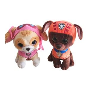 Ty Beanie Boos Paw Patrol Skye and Zuma Plush Set Glitter Eyes 6 Inch Toy Dogs